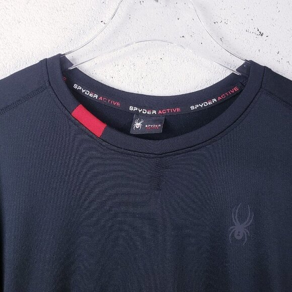 Spyder Active Pro Web Athletic Fit Shirt Mens Large Crew Neck Long Sleeve Black - Picture 3 of 6